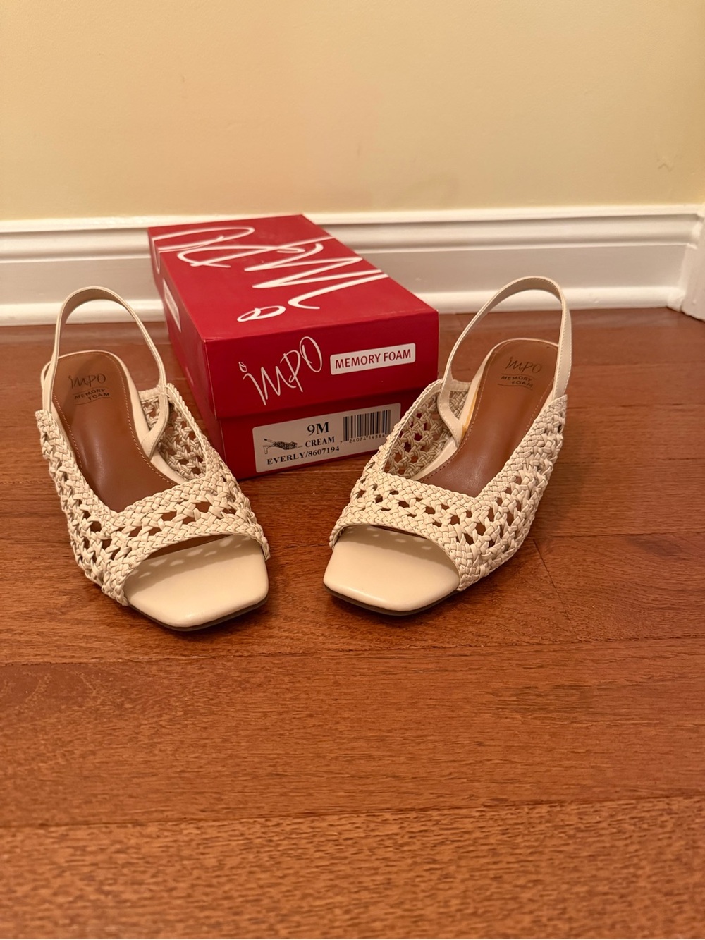 IMPO Cream Woven Slingback Sandals